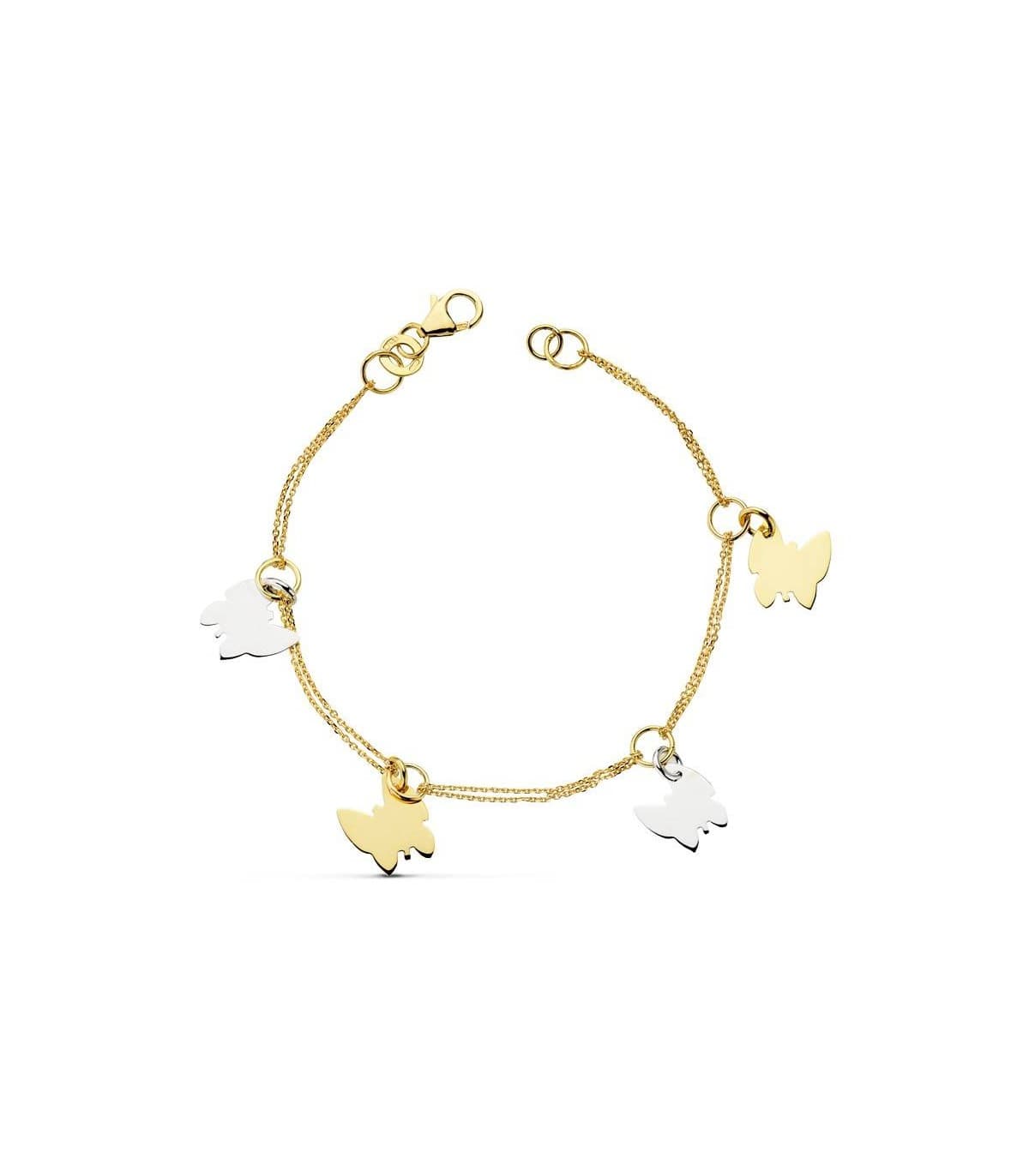 Pulsera oro amarillo 18k Mariposas