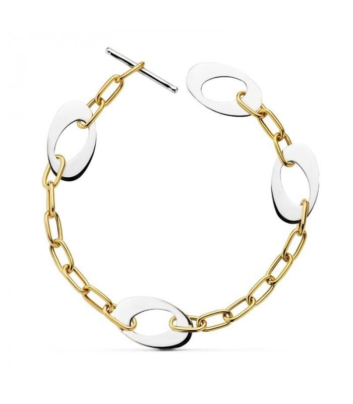 Pulsera eslabones bicolor oro 18k