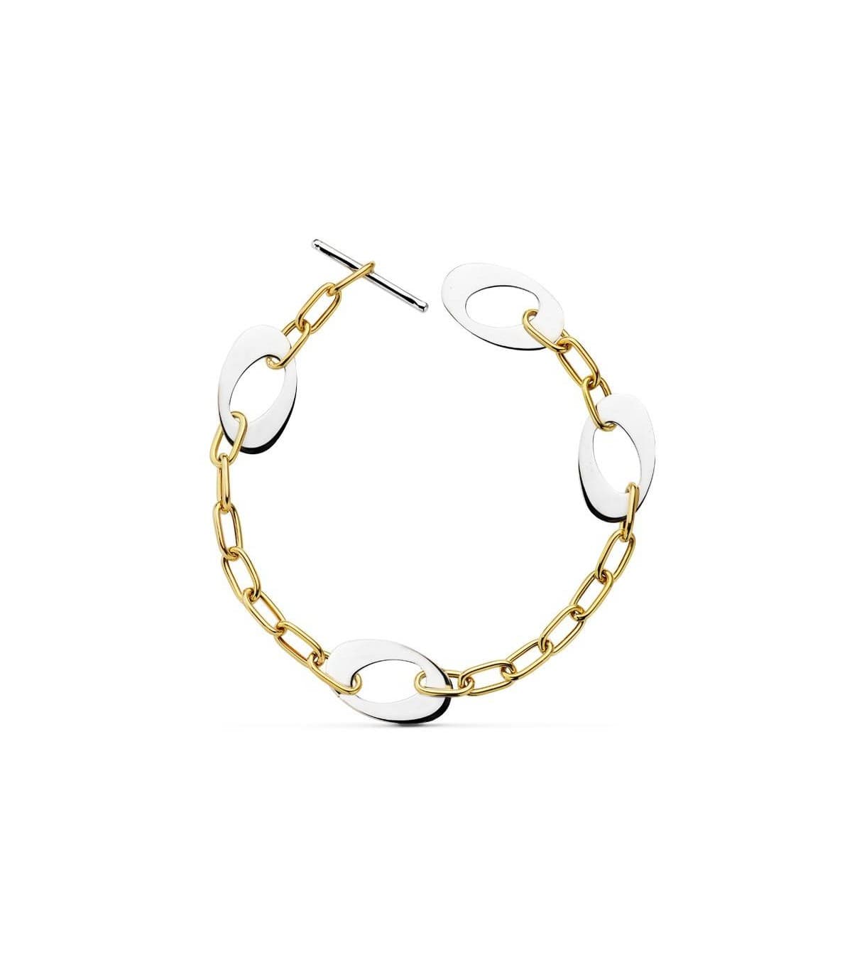 Pulsera eslabones bicolor oro 18k