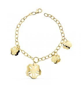 Pulsera oro eslabones y Flores hawaianas