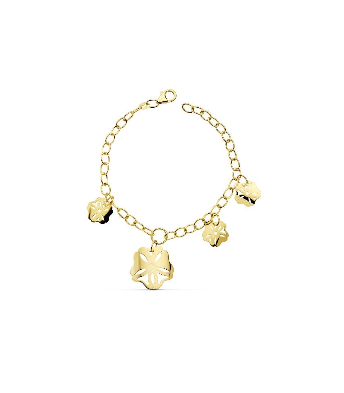Pulsera oro eslabones y Flores hawaianas