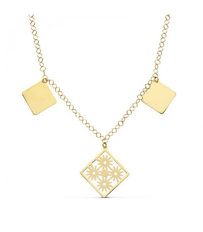 Collar oro amarillo con flores