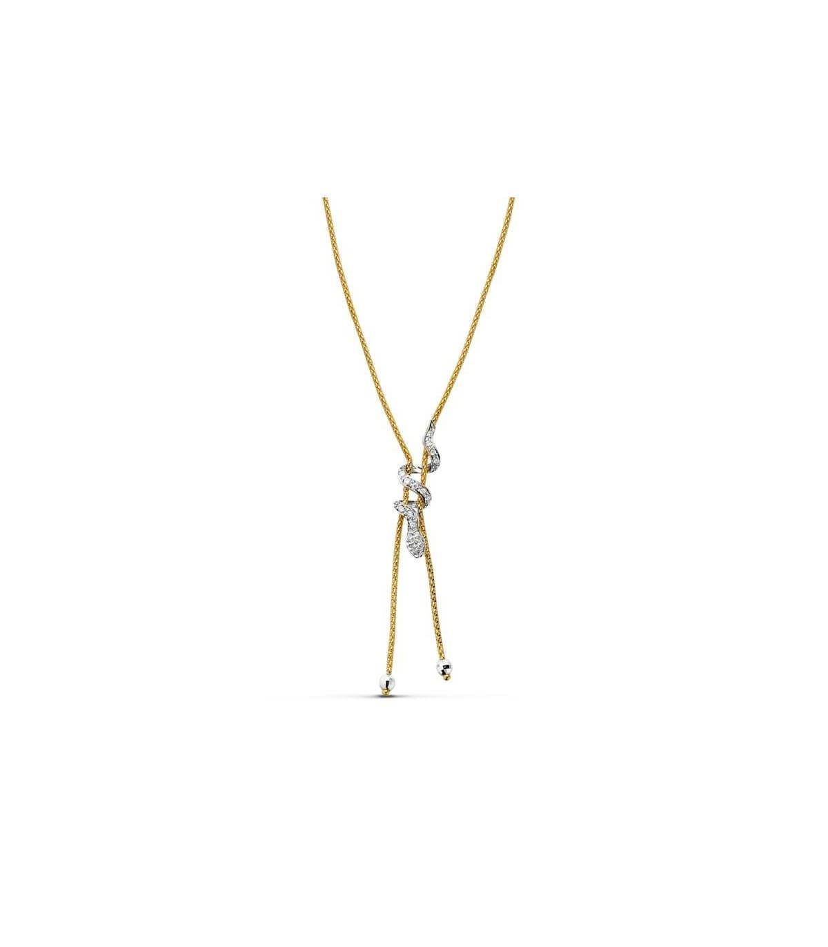 Gargantilla oro bicolor 18k White Snake serpiente con circonitas