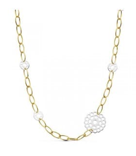 Gargantilla oro bicolor 18k Eslabones Motivos calados