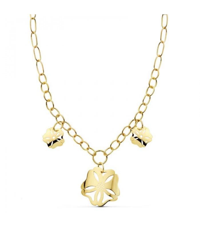 Collar oro amarillo 18k Flores hawaianas gargantilla mujer