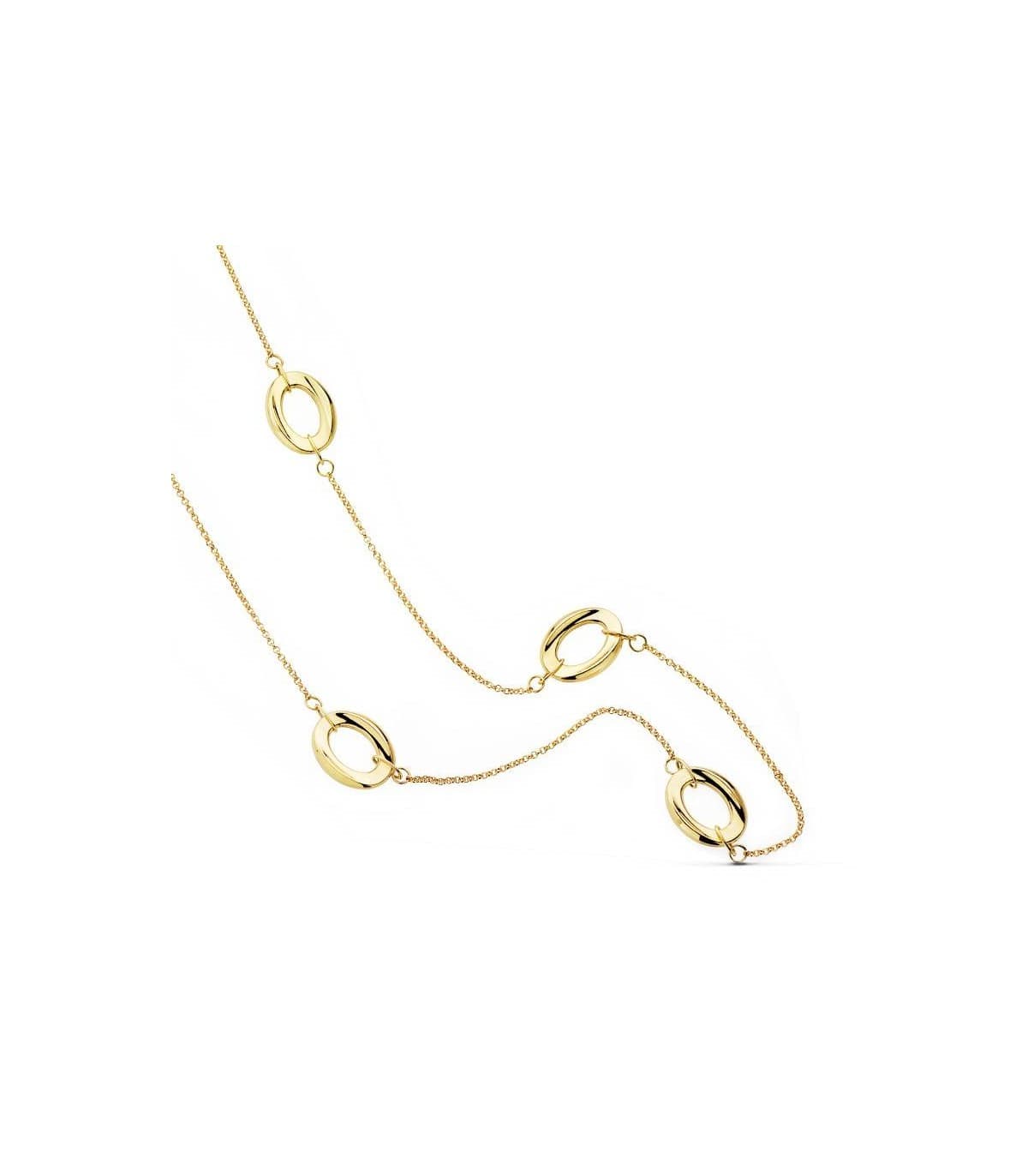 Gargantilla collar largo de mujer oro 18 kilates abalorios
