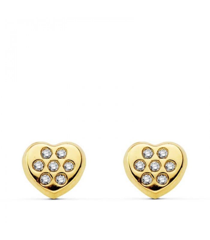 Pendientes de niña oro América Corazón