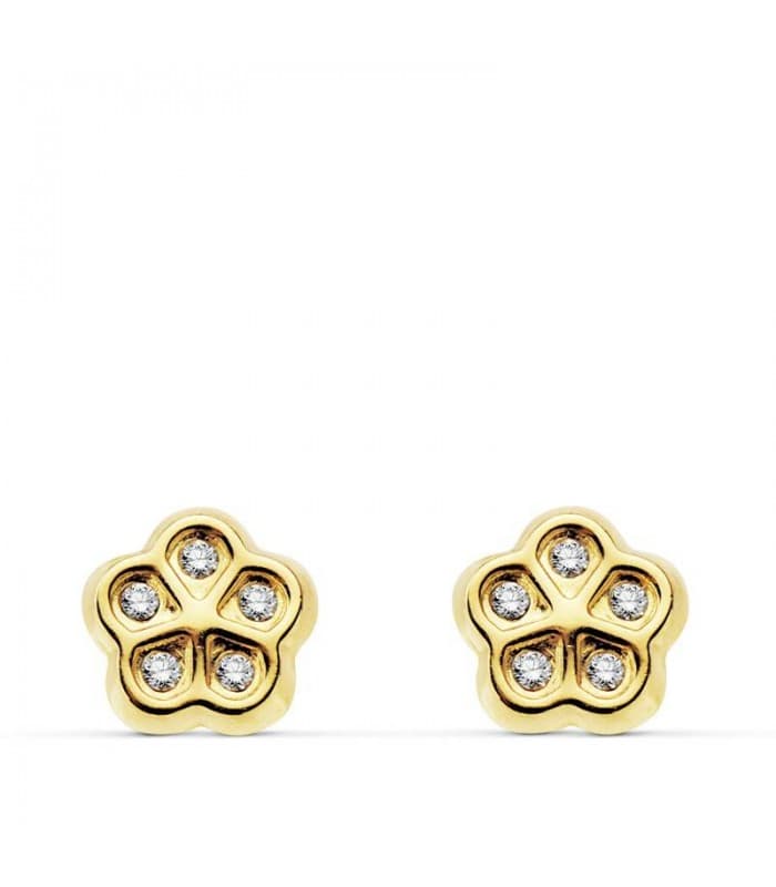Boucles d'oreilles pour fille or 18k Olalla fleur