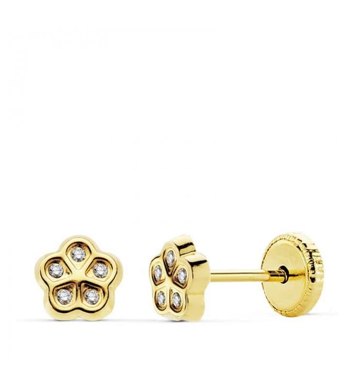 Boucles d'oreilles pour fille or 18k Olalla fleur