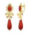Boucles d'oreilles or jaune 18k corail pour femme
