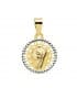 Medalla Virgen Niña oro bicolor 18k redonda Regalo Comunión