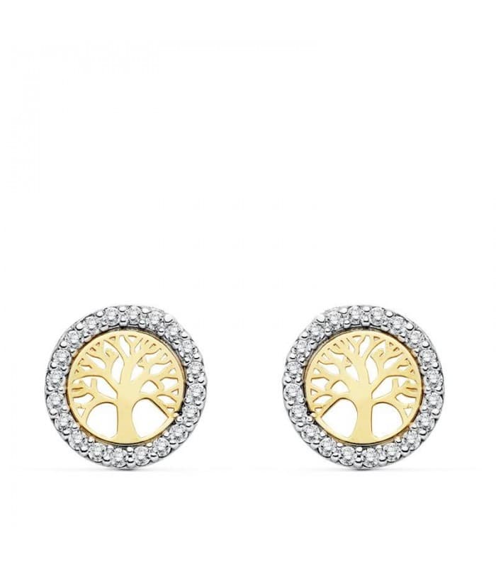 Boucles d'oreilles pour femme or bicolore 18k Arbre de Vie