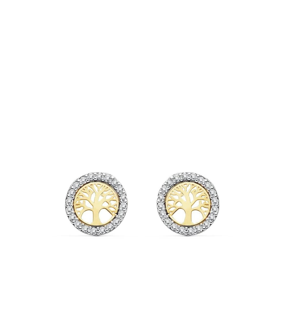 Boucles d'oreilles pour femme or bicolore 18k Arbre de Vie