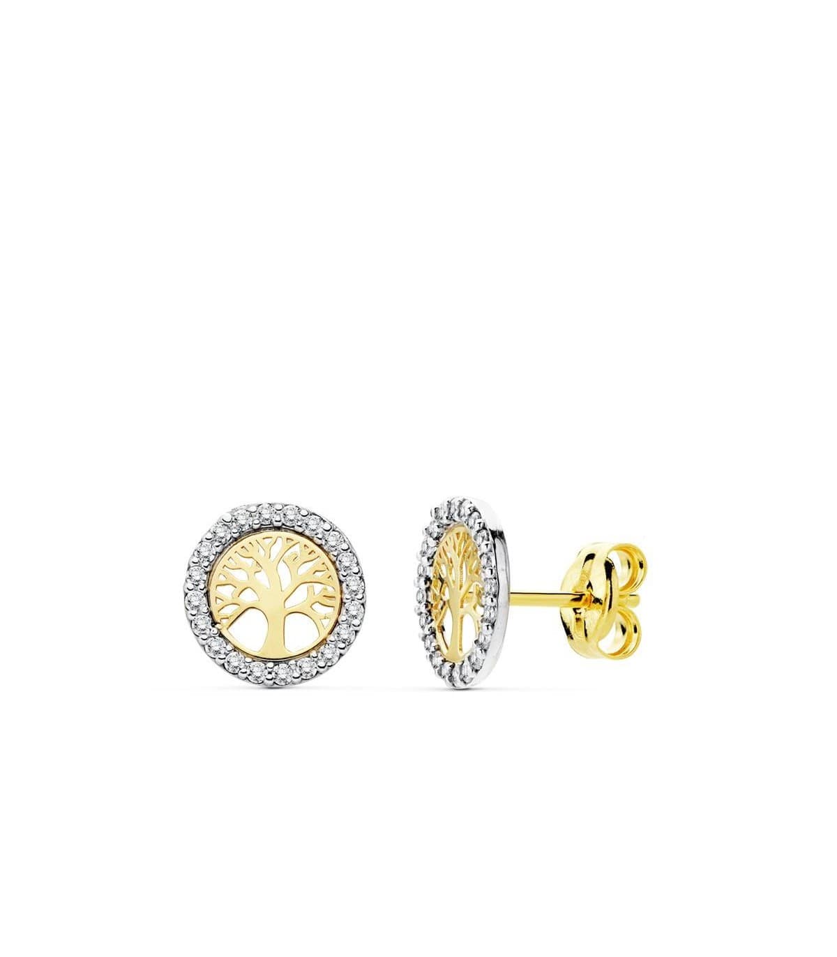 Boucles d'oreilles pour femme or bicolore 18k Arbre de Vie