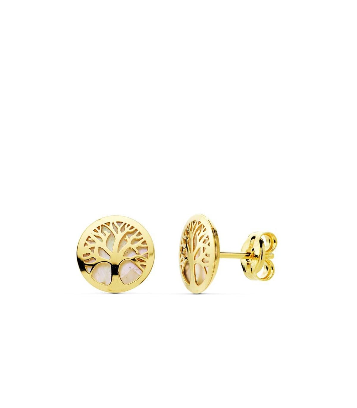 Boucles d'oreilles pour femme or jaune 18k Arbre de Vie Nacre