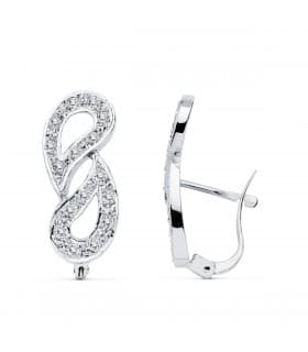 Pendientes Oro blanco 18 ktes circonitas