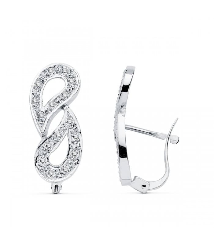 Pendientes Oro blanco 18 ktes circonitas
