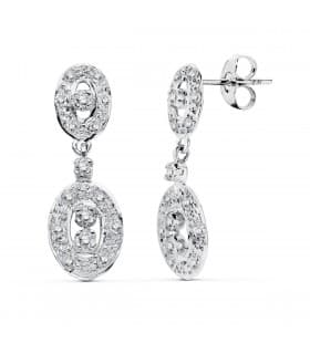 Pendientes Oro blanco 18 ktes Ovales