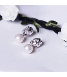Pendientes Perlas Oro Blanco Boda