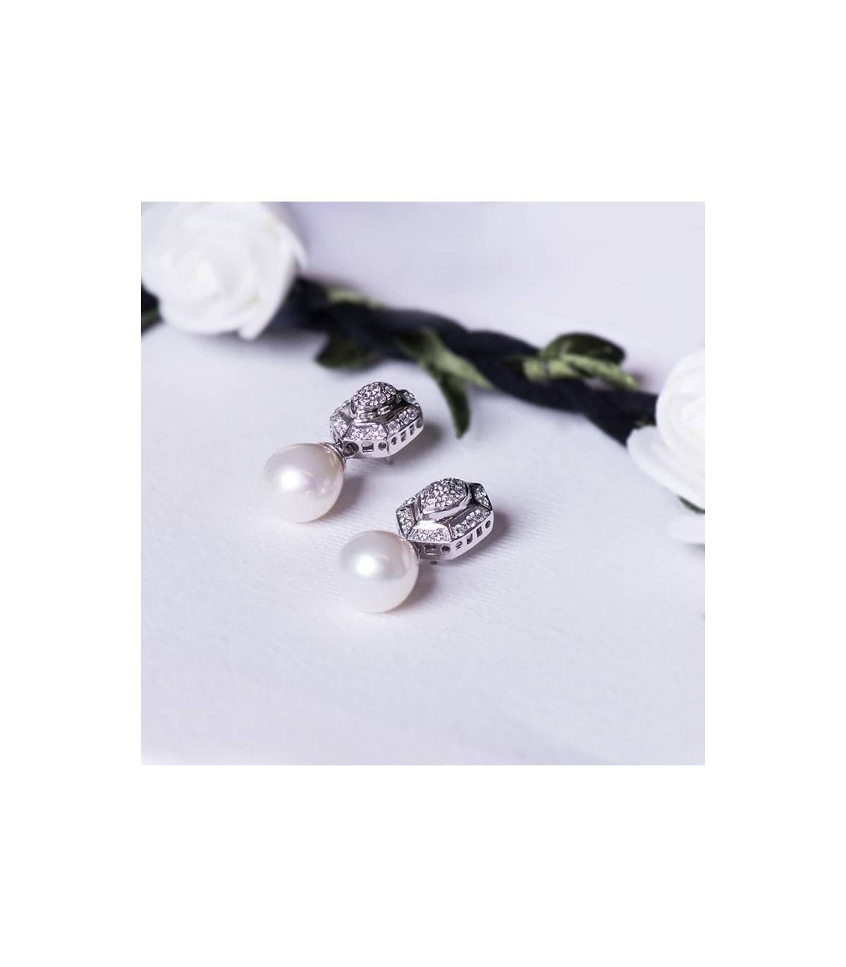 Pendientes Perlas Oro Blanco Boda