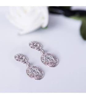 Pendientes para novia Oro blanco 18 ktes Ovales