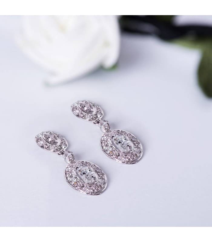 Boucles D'oreilles Or blanc 18 carats Oval. Nancy
