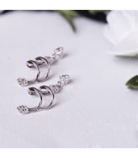 PENDIENTES ORO BLANCO 18 KTES Diseño espiral. Joyas para novia.