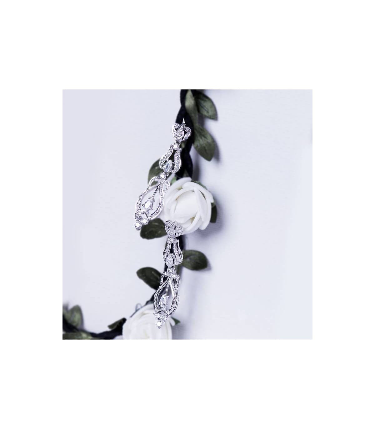 Pendientes Vintage de novia Oro blanco 18 kilates Circonitas.