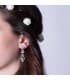 Boucles D'oreilles Or blanc 18K pendantes zircons. Cher