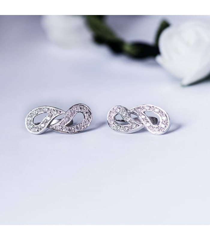 Pendientes Oro blanco 18 ktes circonitas. Joyería especializada en boda