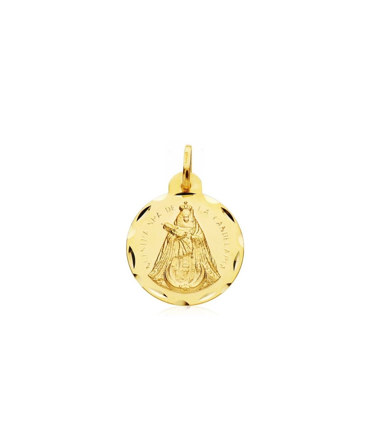 Scapulaire V. Candelaria et Christ de La Laguna Or 18K 20mm Médaille religieuse