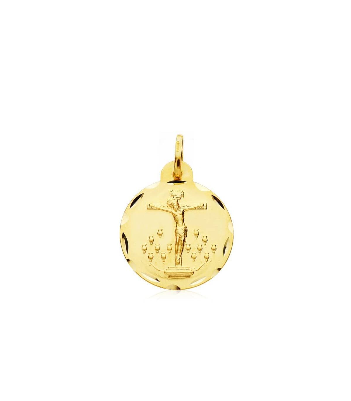 Scapulaire V. Candelaria et Christ de La Laguna Or 18K 20mm Médaille religieuse