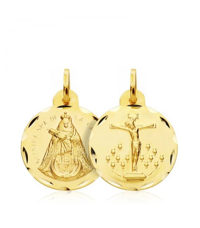 Scapulaire V. Candelaria et Christ de La Laguna Or 18K 18mm