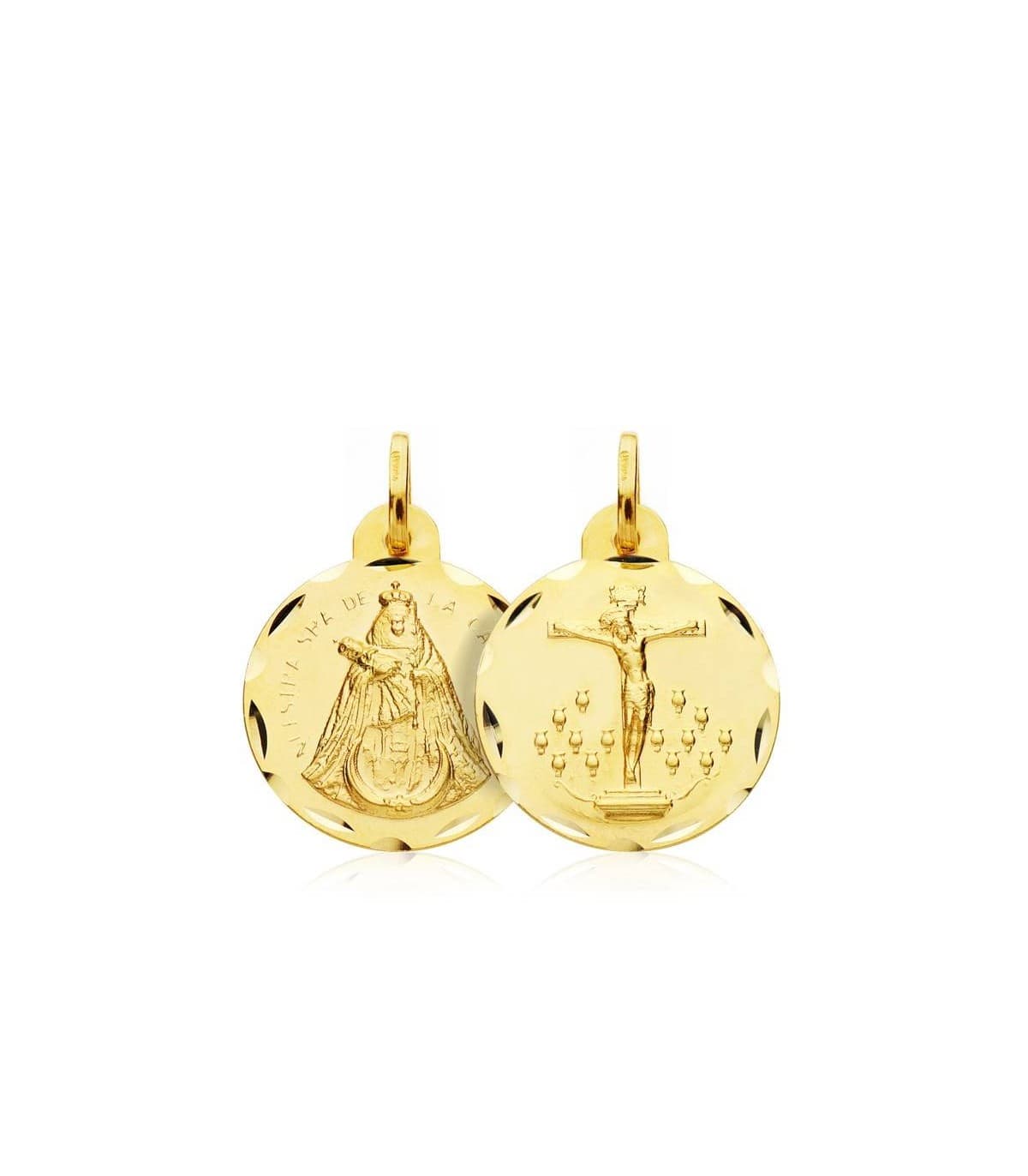 Escapulario V. Candelaria y Cristo de la Laguna Oro 18k 18 mm