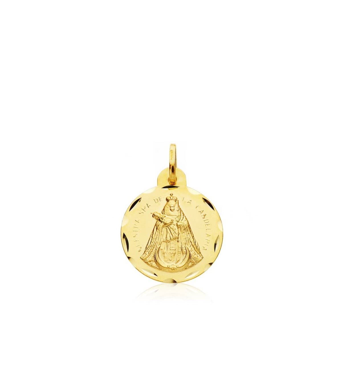 Escapulario medalla Virgen de la Candelaria Oro 18 kilates 18 mm