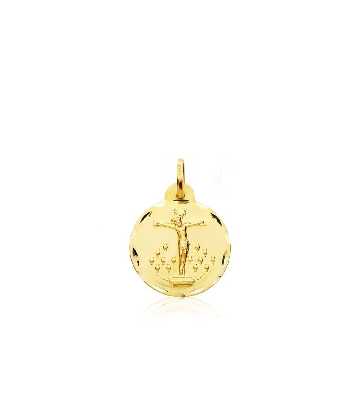 Medalla religiosa tallada Santísimo Cristo de la Laguna Oro 18 kilates 16 mm