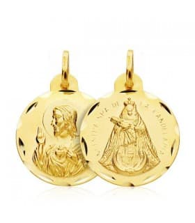 Escapulario V. Candelaria y Corazón de Jesús Oro 18k 20 mm