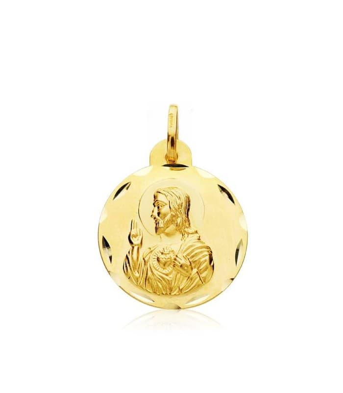 Scapolare Sacro Cuore di Gesù e Madonna Candelaria Oro 18kt 20 mm