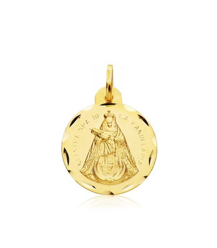 Scapolare Sacro Cuore di Gesù e Madonna Candelaria Oro 18kt 20 mm