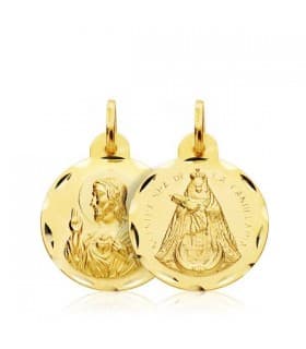 Escapulario V. Candelaria y Corazón de Jesús Oro 18k 18 mm