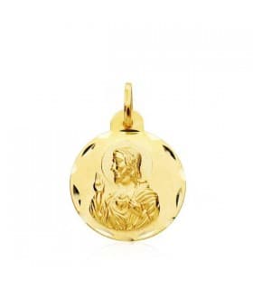 Escapulario de Corazón de Jesús fabricado en España Oro 18k 18 mm