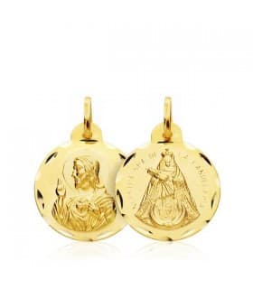 Escapulario V. Candelaria y Corazón de Jesús Oro 18k 16 mm