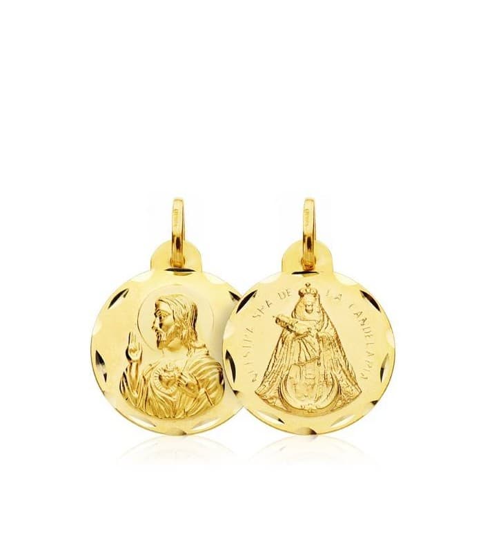 Escapulario V. Candelaria y Corazón de Jesús Oro 18k 16 mm