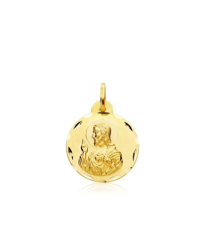 Escapulario Corazón de Jesús fabricado en España Oro 18k 16 mm