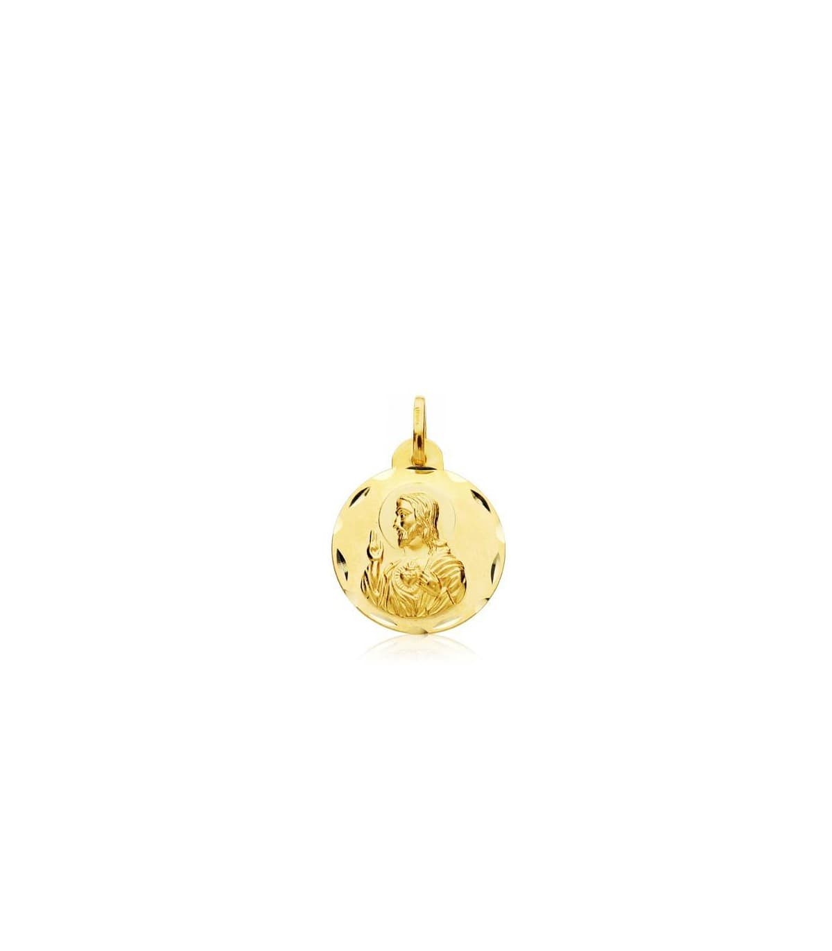 Escapulario Corazón de Jesús fabricado en España Oro 18k 16 mm