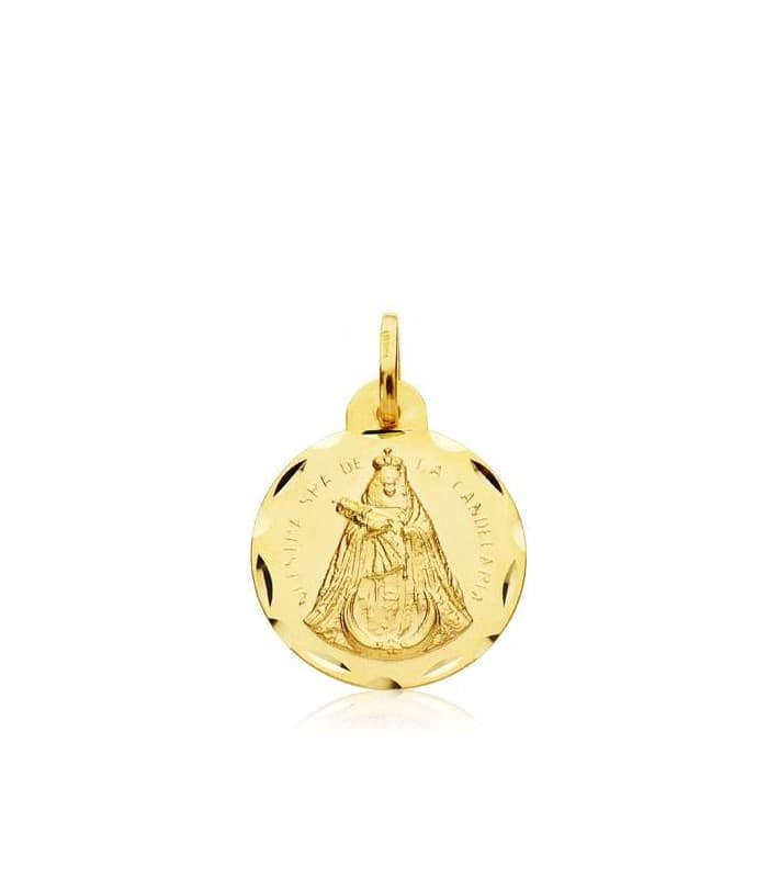 Virgen de la Candelaria Medalla religiosa en Oro amarillo18 kilates 16 mm