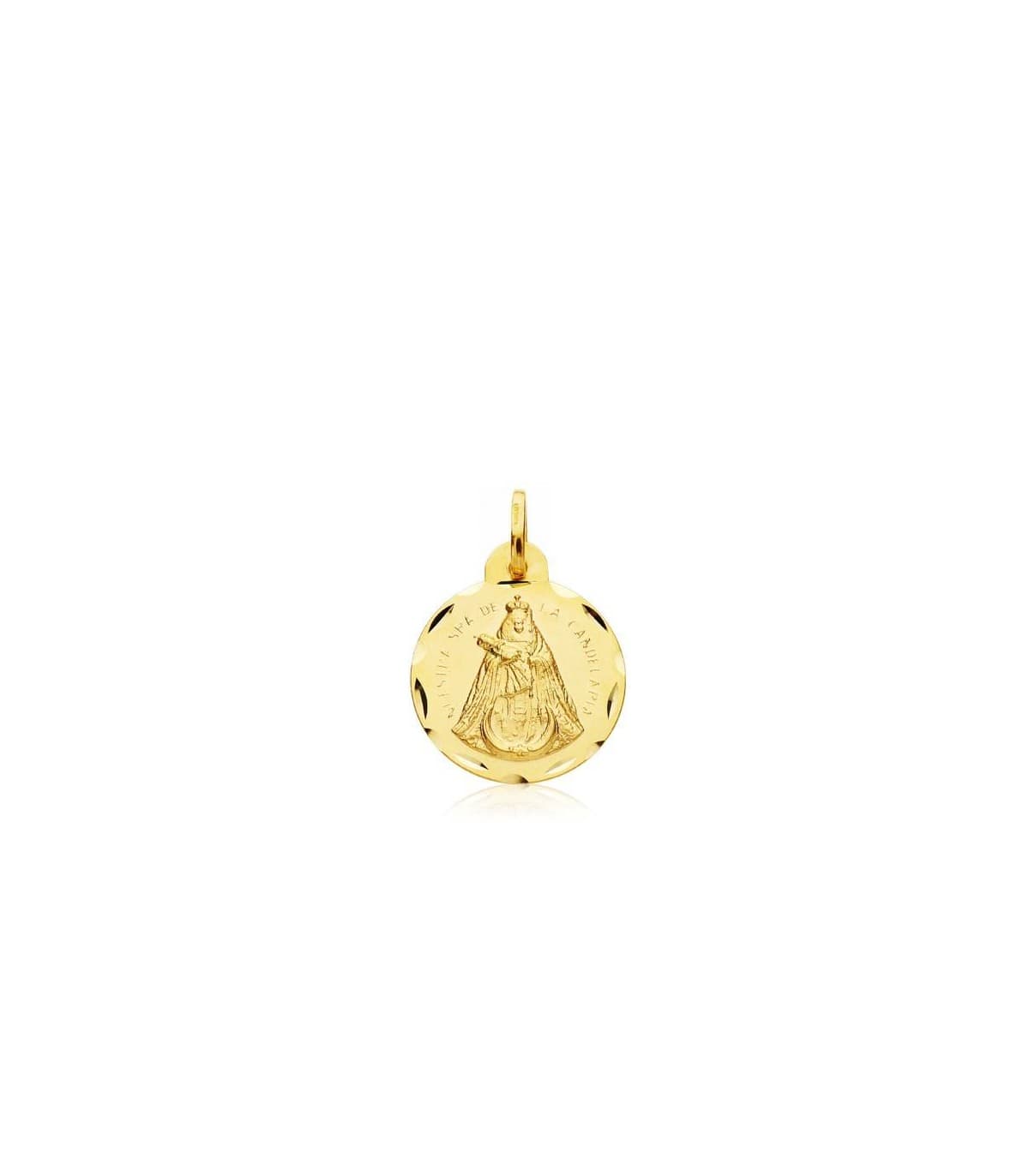 Virgen de la Candelaria Medalla religiosa en Oro amarillo18 kilates 16 mm