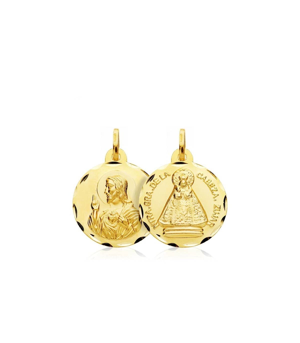 Escapulario V. de la Cabeza de Zújar y Corazón de Jesús Oro 18k 18 mm
