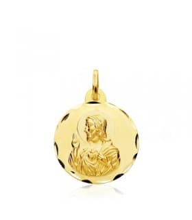Escapulario V. de la Cabeza de Zújar y Corazón de Jesús Oro 18k 18 mm