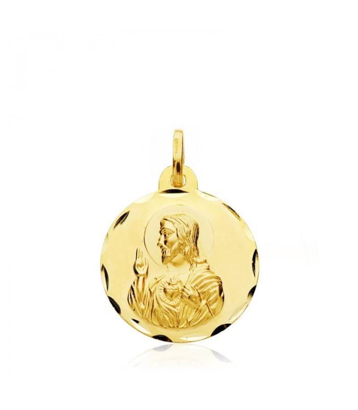 Escapulario V. de la Cabeza de Zújar y Corazón de Jesús Oro 18k 18 mm